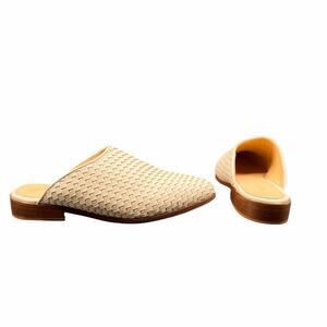 Nisolo Woven Leather Slide Mules Cream Beige Women’s Size 8.5